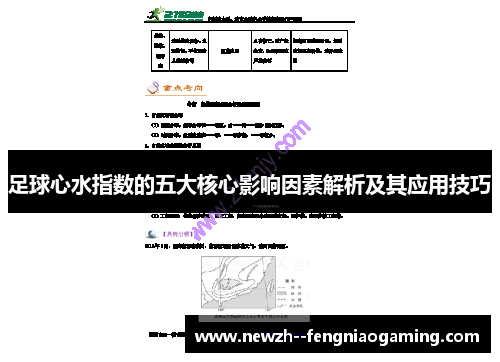 足球心水指数的五大核心影响因素解析及其应用技巧